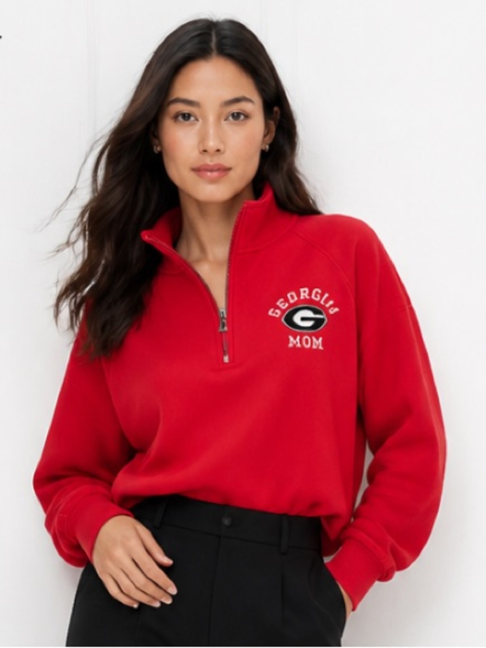 JANSPORT Sweatshirt Georgia Bulldogs Football Mom Red Black Large